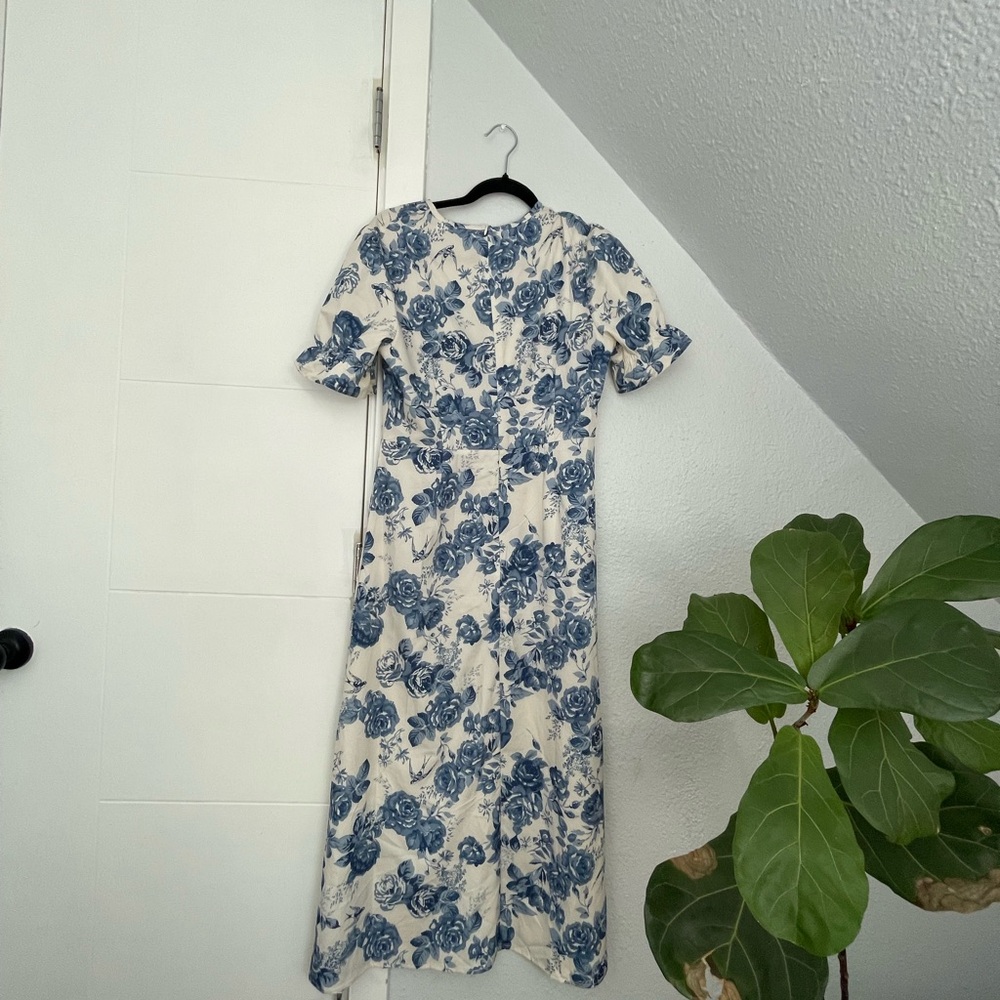 Blue and white floral dress